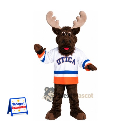 Moose Mascot Costume - White Hockey Jersey Moose Mascot Costume - White Hockey Jersey