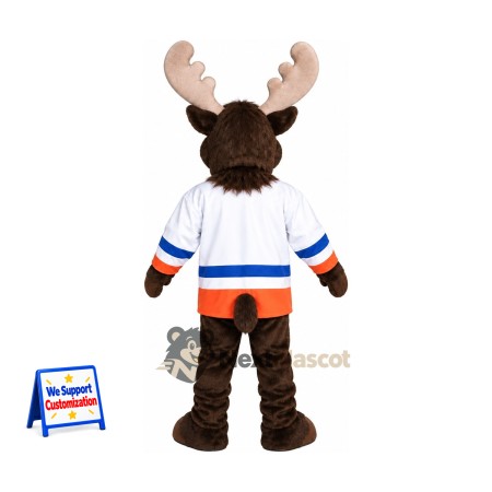 Moose Mascot Costume - White Hockey Jersey Moose Mascot Costume - White Hockey Jersey