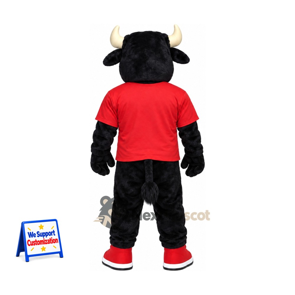 Bull Mascot Costume - Black, Red Shirt Bull Mascot Costume - Black, Red Shirt