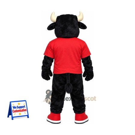 Bull Mascot Costume - Black, Red Shirt Bull Mascot Costume - Black, Red Shirt