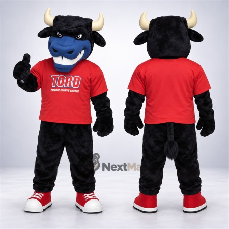Bull Mascot Costume - Black, Red Shirt Bull Mascot Costume - Black, Red Shirt