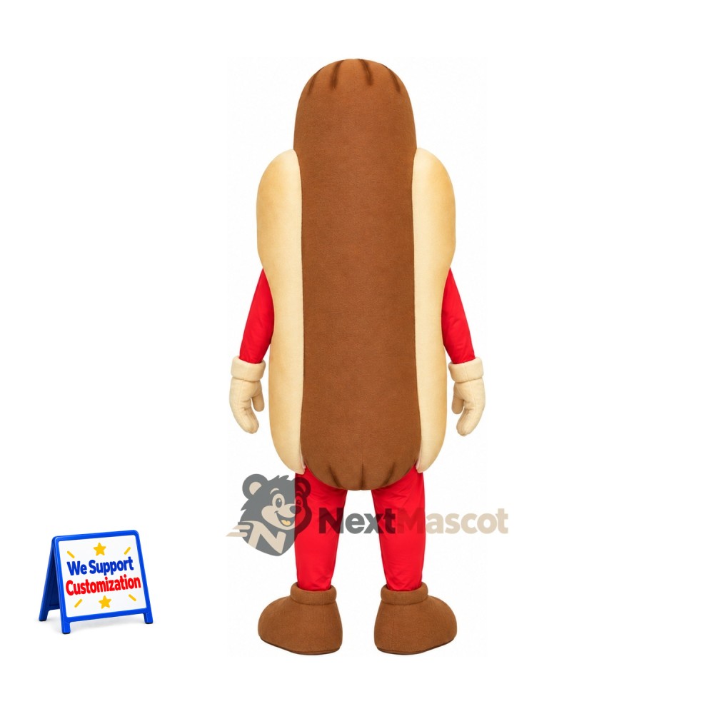Hot Dog Mascot Costume - Red Sleeves and Brown Shoes Hot Dog Mascot Costume - Red Sleeves and Brown Shoes
