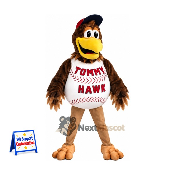 Hawk Mascot Costume - Brown, White Shirt for Parades