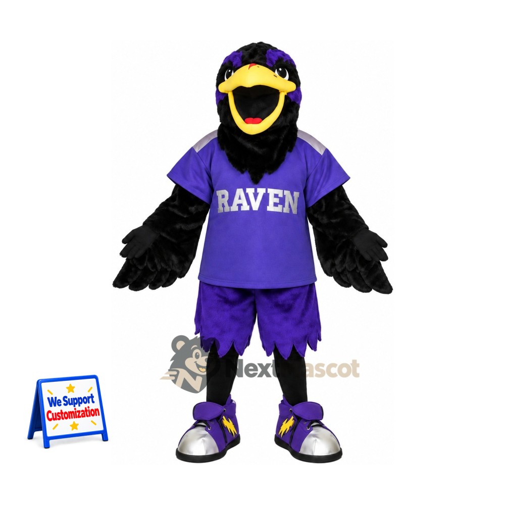 Raven Mascot Costume - Black, Purple Uniform Raven Mascot Costume - Black, Purple Uniform