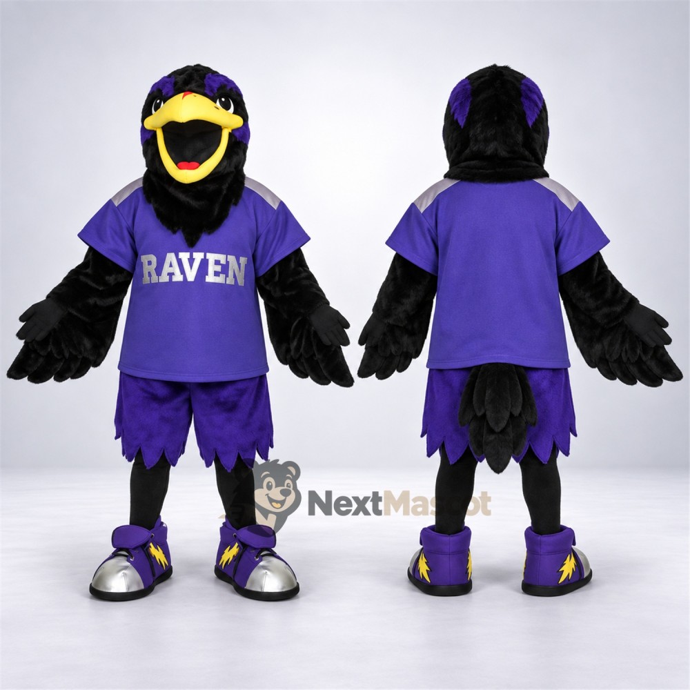 Raven Mascot Costume - Black, Purple Uniform Raven Mascot Costume - Black, Purple Uniform