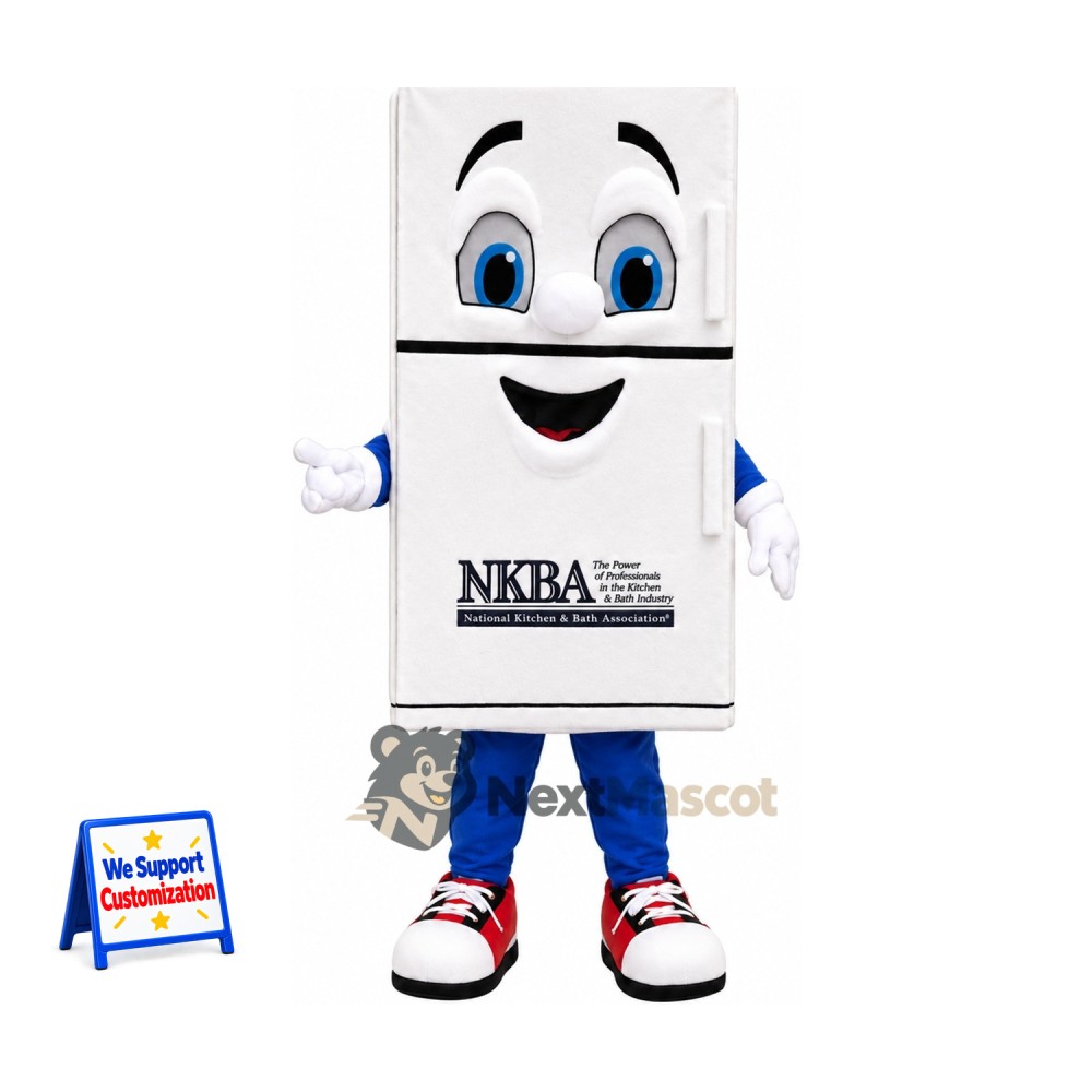 Refrigerator Mascot Costume - White Refrigerator Mascot Costume - White