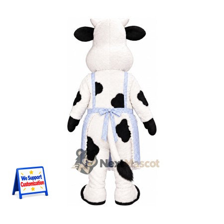 Cow Mascot Costume - Blue Apron, Pink Bow Cow Mascot Costume - Blue Apron, Pink Bow