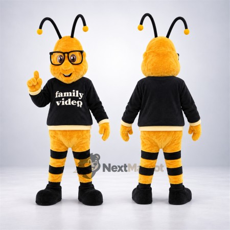 Bee Mascot Costume - Glasses and Black Shirt Bee Mascot Costume - Glasses and Black Shirt
