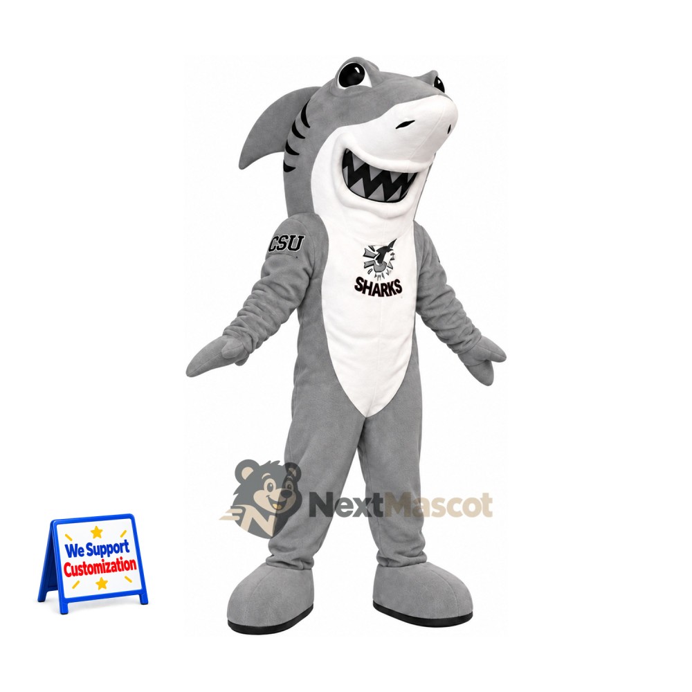 Shark Mascot Costume - Gray, White Belly Shark Mascot Costume - Gray, White Belly