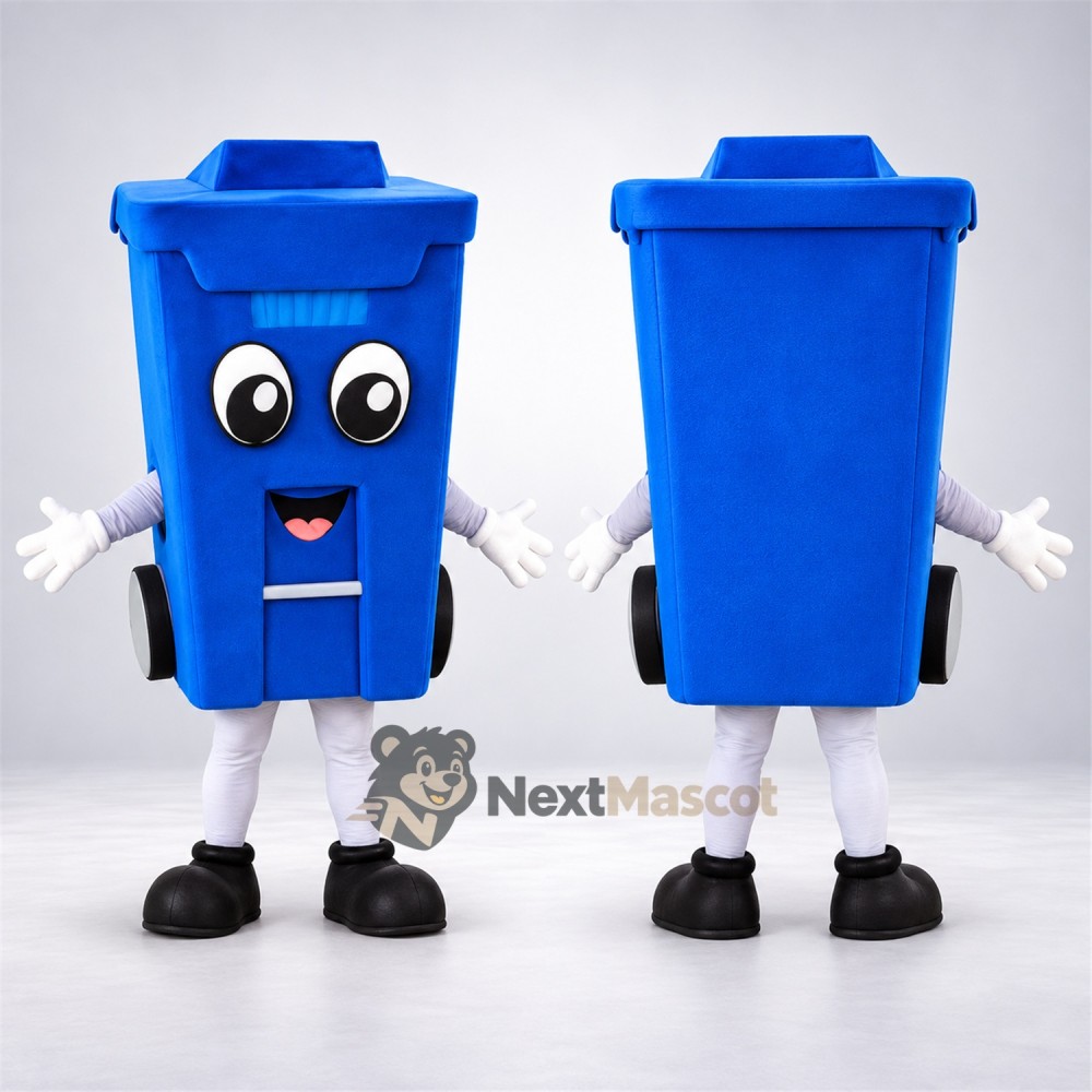Bin Mascot Costume - Blue for School Events Bin Mascot Costume - Blue for School Events