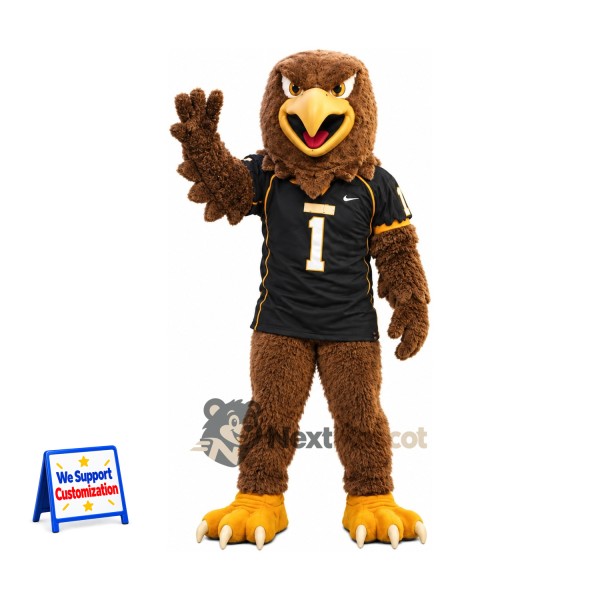 Owl Mascot Costume - Brown, Black Jersey