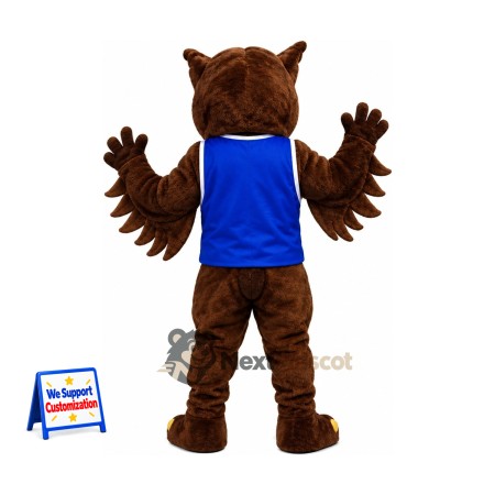 Owl Mascot Costume - Brown, Blue Jersey Owl Mascot Costume - Brown, Blue Jersey