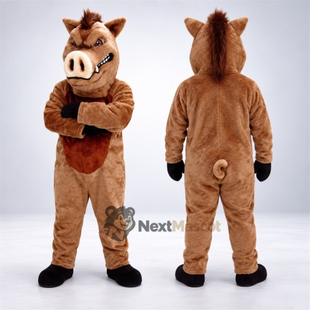 Boar Mascot Costume - Brown, Cream Snout