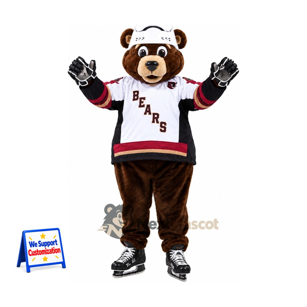 Bear Mascot Costume - Hockey Uniform