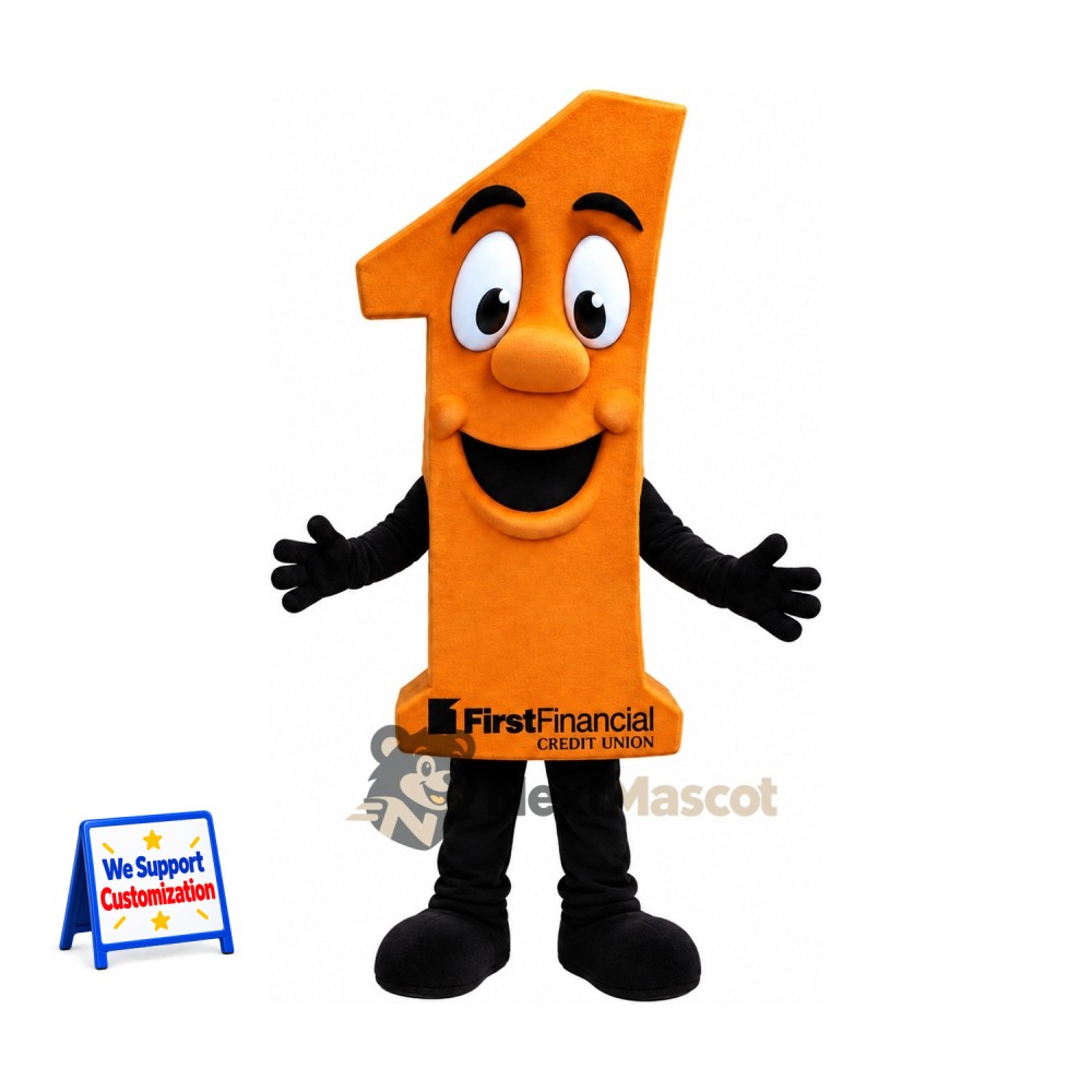 Number One Mascot Costume - Orange Number One Mascot Costume - Orange