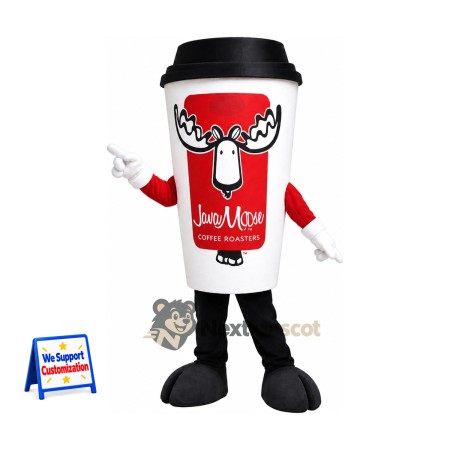 Coffee Cup Mascot Costume - Red for Food Festivals Coffee Cup Mascot Costume - Red for Food Festivals