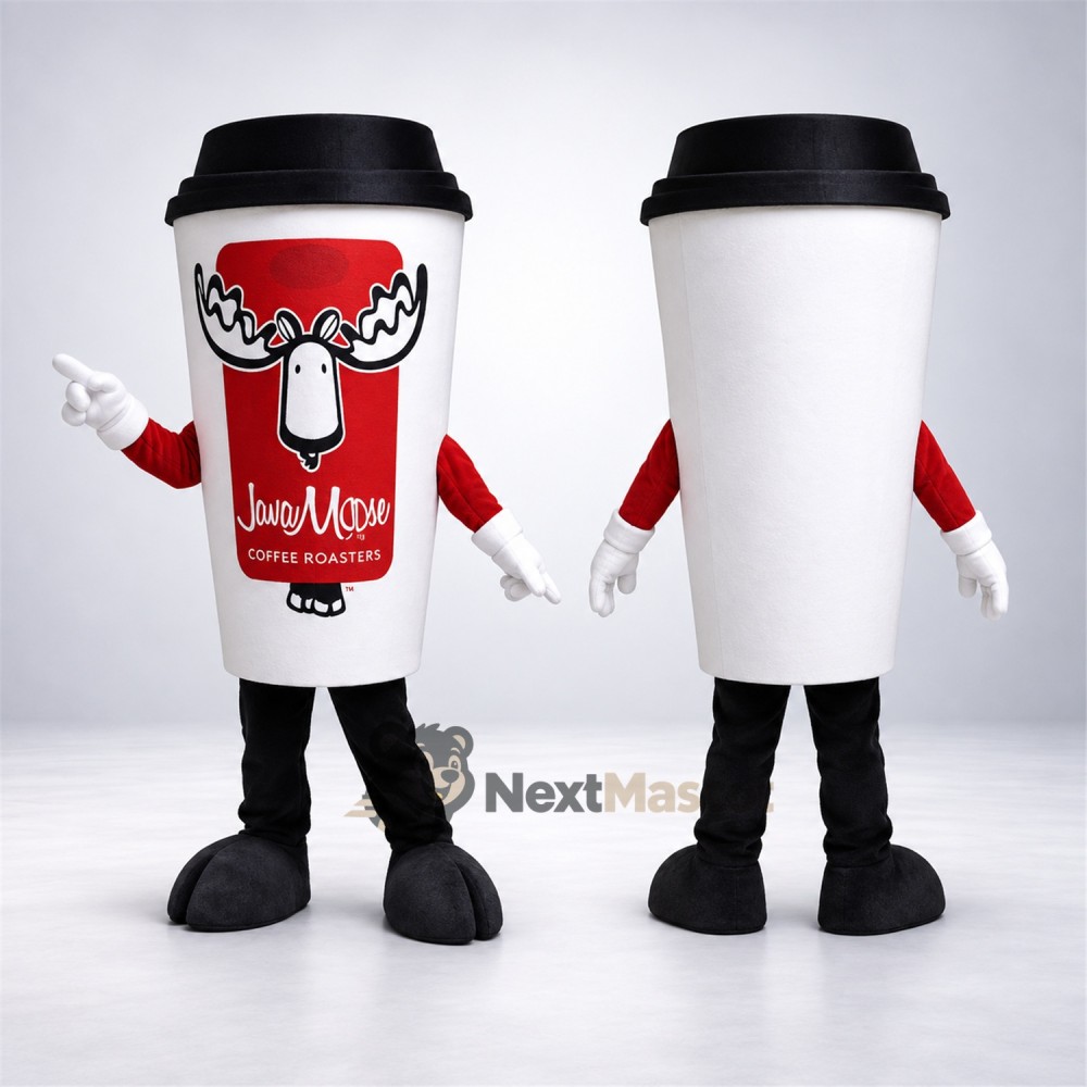 Coffee Cup Mascot Costume - Red for Food Festivals Coffee Cup Mascot Costume - Red for Food Festivals