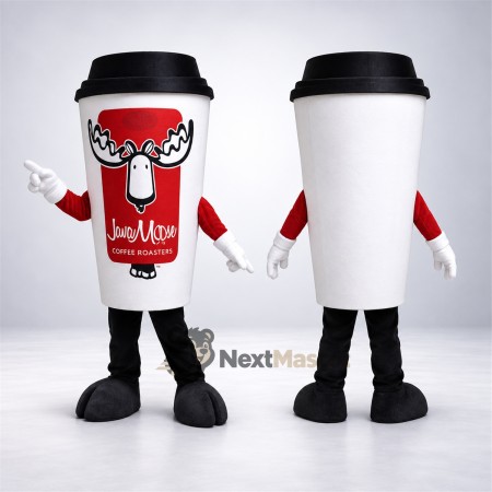 Coffee Cup Mascot Costume - Red for Food Festivals Coffee Cup Mascot Costume - Red for Food Festivals