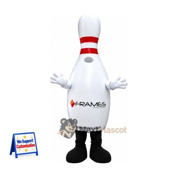 Bowling Pin Mascot Costume - Red Stripes