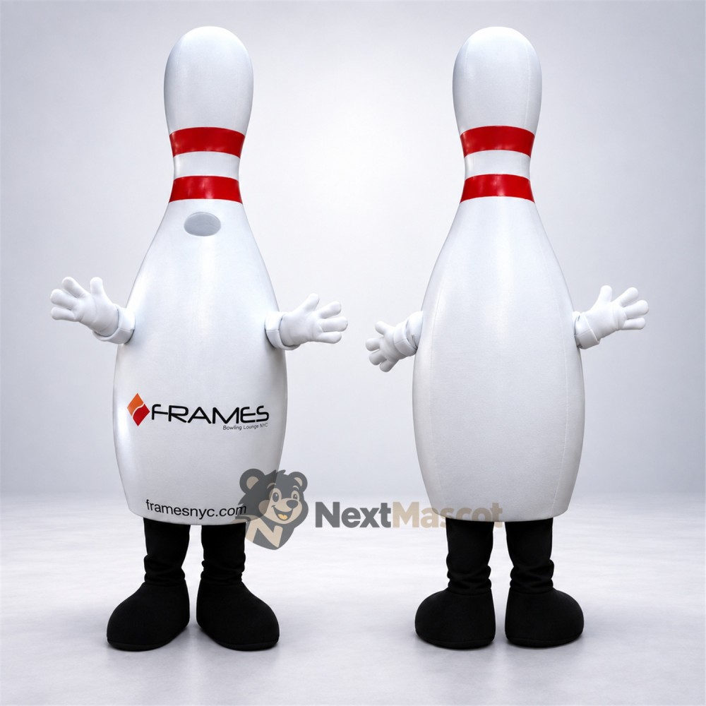 Bowling Pin Mascot Costume - Red Stripes