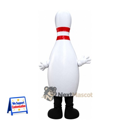 Bowling Pin Mascot Costume - Red Stripes