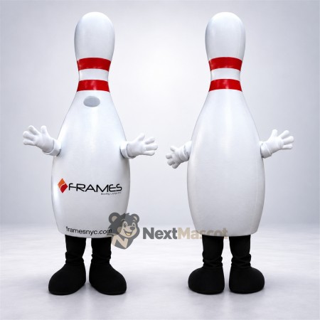 Bowling Pin Mascot Costume - Red Stripes