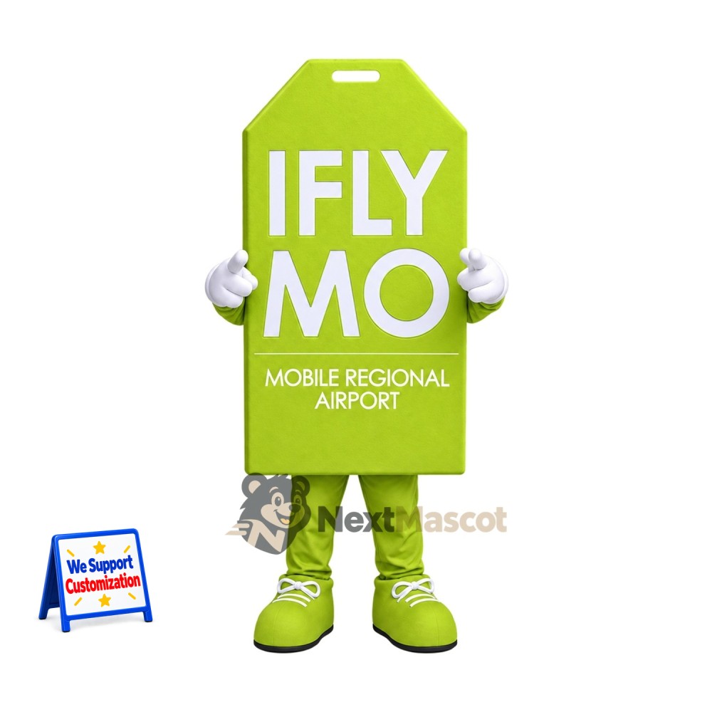 Luggage Tag Mascot Costume - Green Luggage Tag Mascot Costume - Green