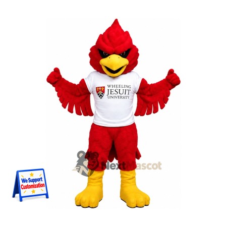 Cardinal Mascot Costume - Red, White Shirt for Festivals Cardinal Mascot Costume - Red, White Shirt for Festivals