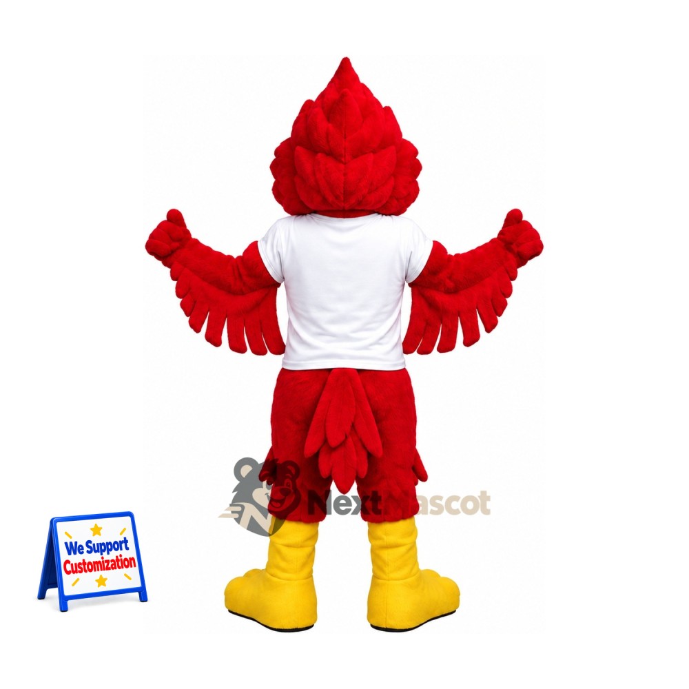 Cardinal Mascot Costume - Red, White Shirt for Festivals Cardinal Mascot Costume - Red, White Shirt for Festivals