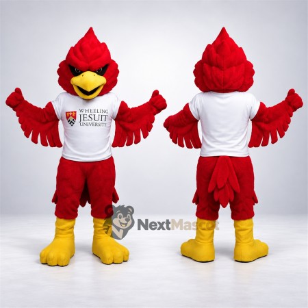 Cardinal Mascot Costume - Red, White Shirt for Festivals Cardinal Mascot Costume - Red, White Shirt for Festivals