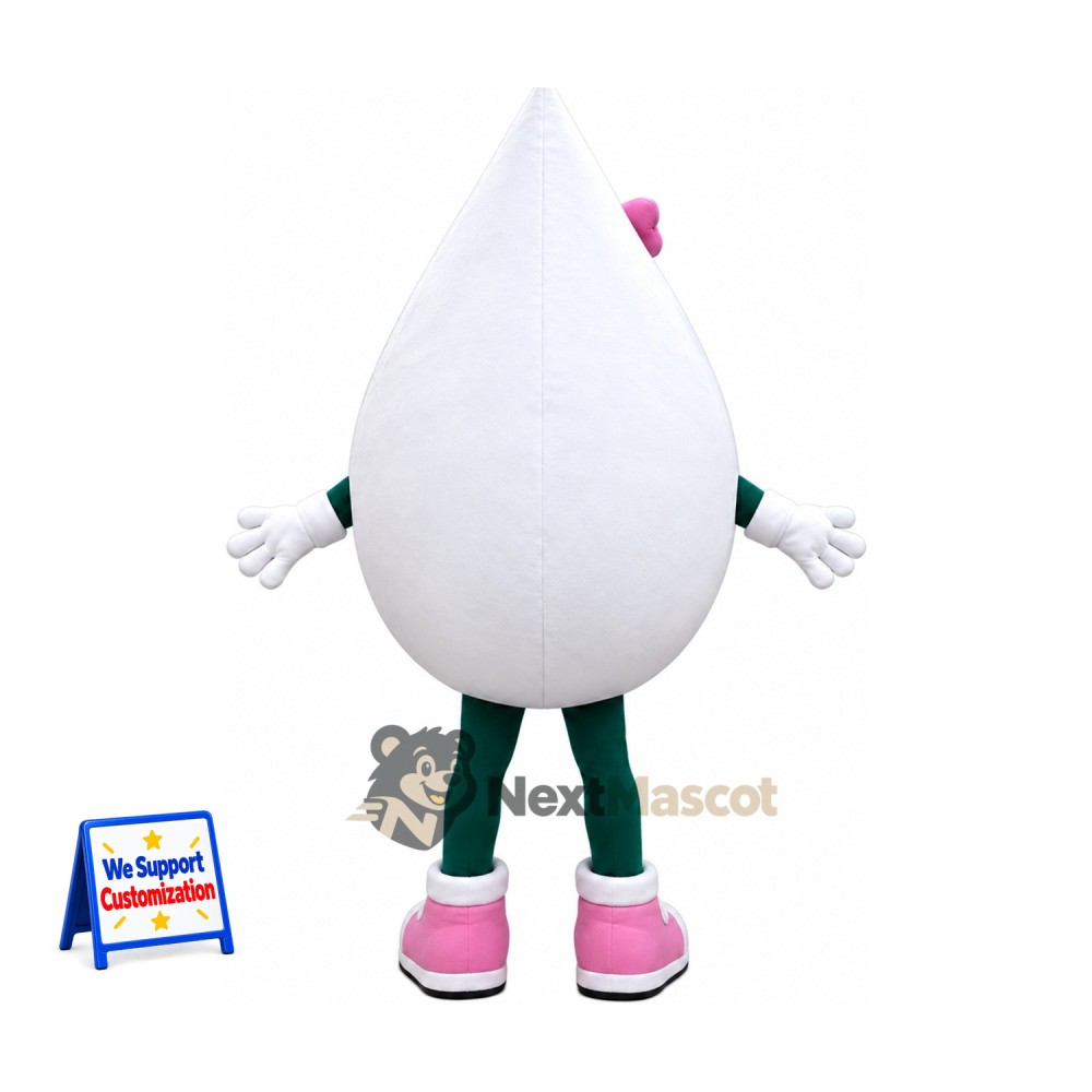 Drop Mascot Costume - White, Pink Bow