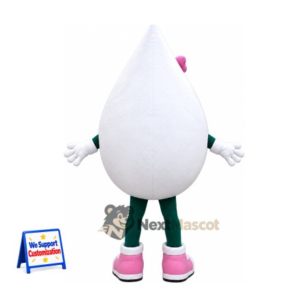 Drop Mascot Costume - White, Pink Bow