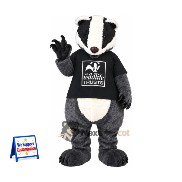 Badger Mascot Costume - Black Shirt