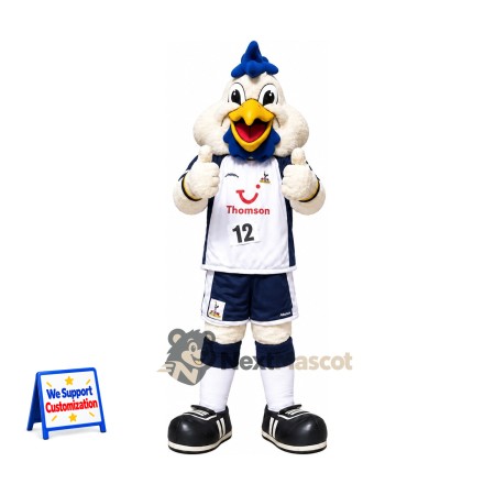 Rooster Mascot Costume - White, Basketball Uniform Rooster Mascot Costume - White, Basketball Uniform
