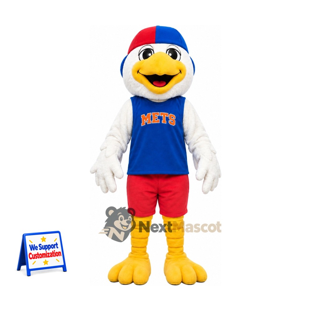 Duck Mascot Costume - White, Blue Shirt Duck Mascot Costume - White, Blue Shirt