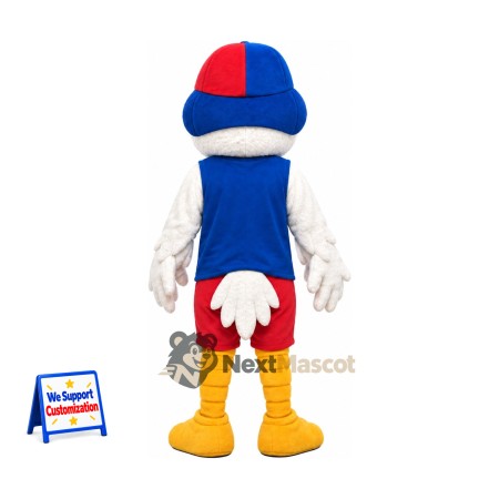 Duck Mascot Costume - White, Blue Shirt Duck Mascot Costume - White, Blue Shirt