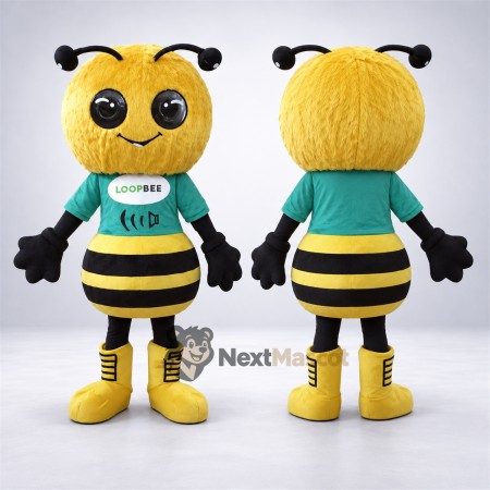 Bee Mascot Costume - Green Shirt for Nature Events Bee Mascot Costume - Green Shirt for Nature Events