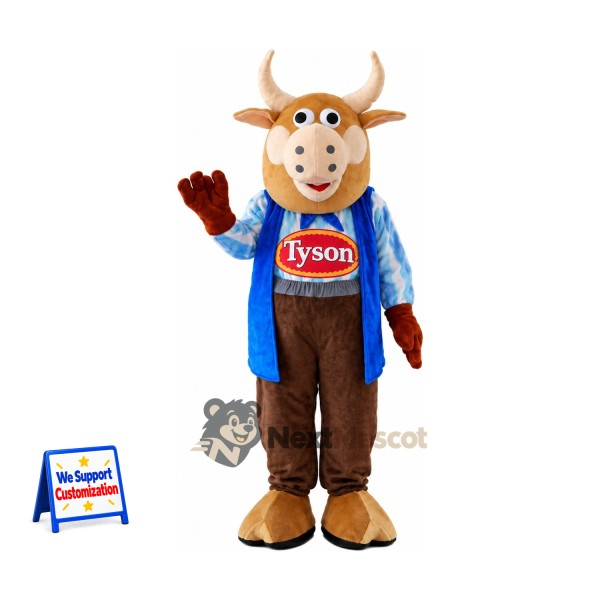 Cow Mascot Costume - Blue Shirt