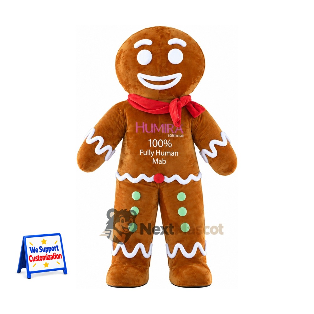 Gingerbread Man Mascot Costume for Winter Festivals