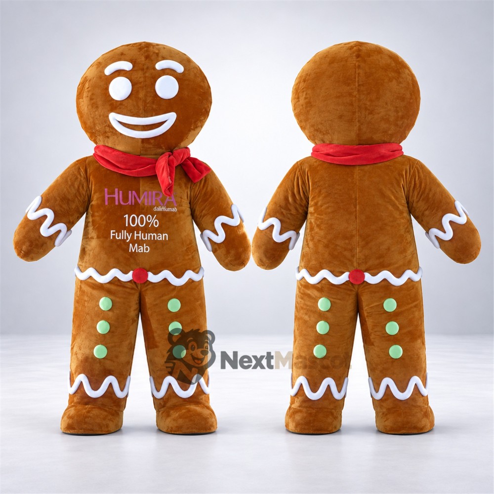 Gingerbread Man Mascot Costume for Winter Festivals