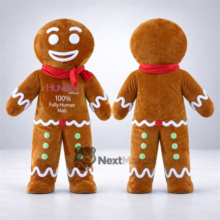 Gingerbread Man Mascot Costume for Winter Festivals