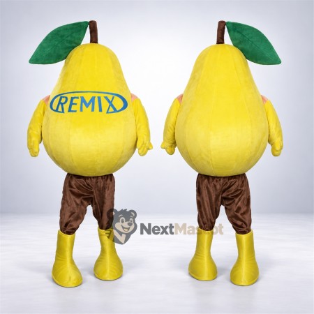 Pear Mascot Costume - Yellow, Brown Shorts Pear Mascot Costume - Yellow, Brown Shorts