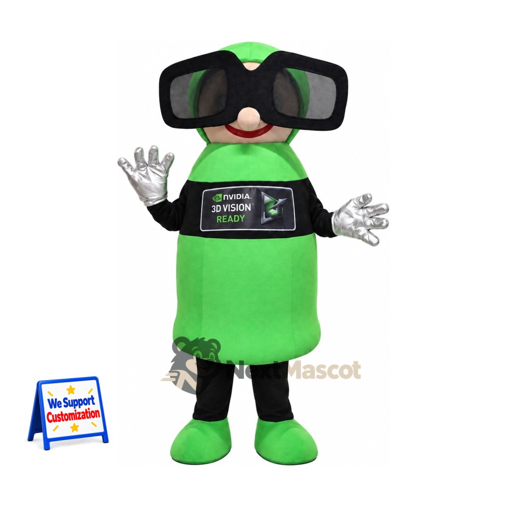 Bottle Mascot Costume - Green, Sunglasses