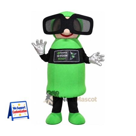 Bottle Mascot Costume - Green, Sunglasses