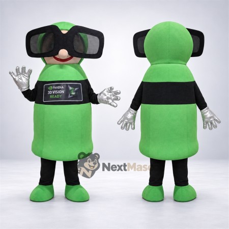 Bottle Mascot Costume - Green, Sunglasses