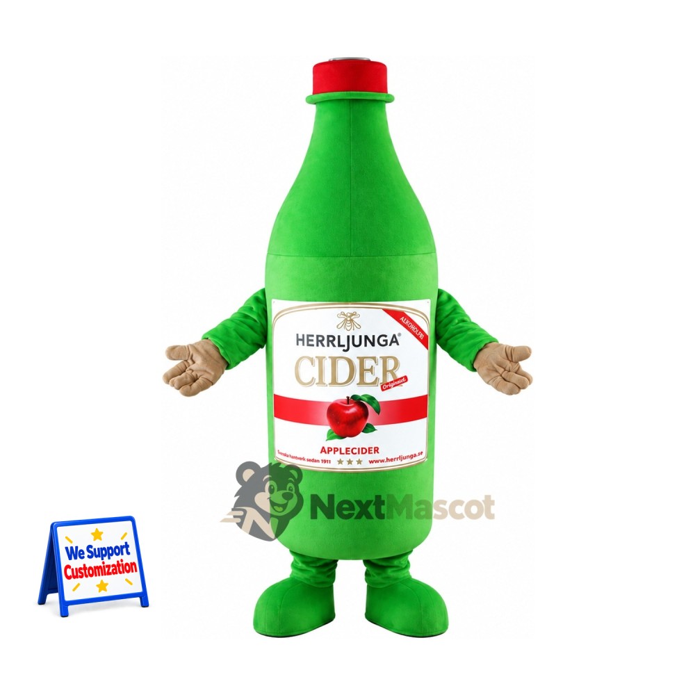 Cider Bottle Mascot Costume - Green Cider Bottle Mascot Costume - Green