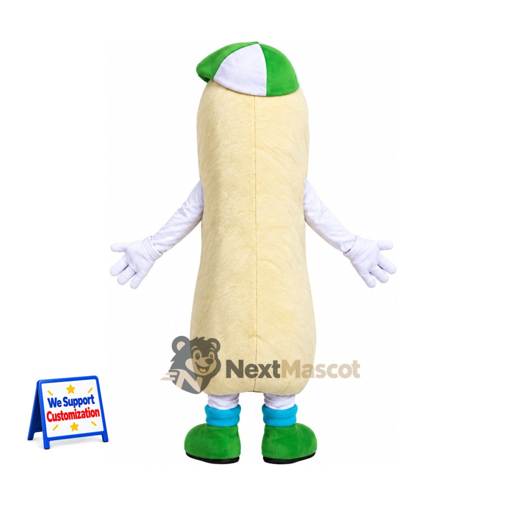 Hot Dog Mascot Costume - Green and White Cap