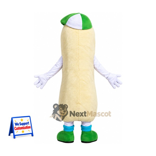 Hot Dog Mascot Costume - Green and White Cap Hot Dog Mascot Costume - Green and White Cap