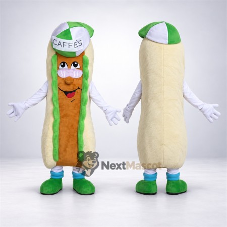 Hot Dog Mascot Costume - Green and White Cap