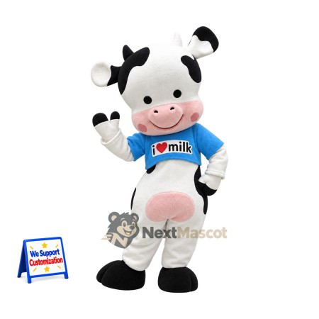Cow Mascot Costume - Blue Shirt for Parades Cow Mascot Costume - Blue Shirt for Parades